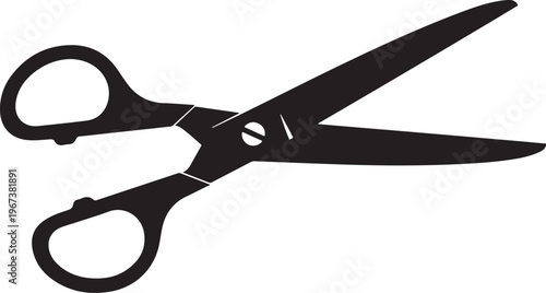Black scissors on white background