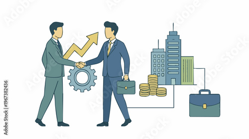 Businessmen Handshake for Partnership, Financial Growth, and Corporate Success