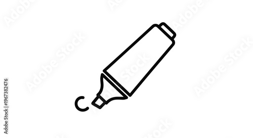 Black outline icon of a highlighter pen marking a circle on a white background representing study, office supplies, and emphasis.