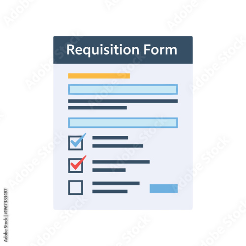 modern requisition form template with checkboxes and fields flat design vector illustration