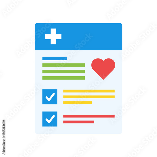 healthcare survey checklist with love and approval flat design vector illustration