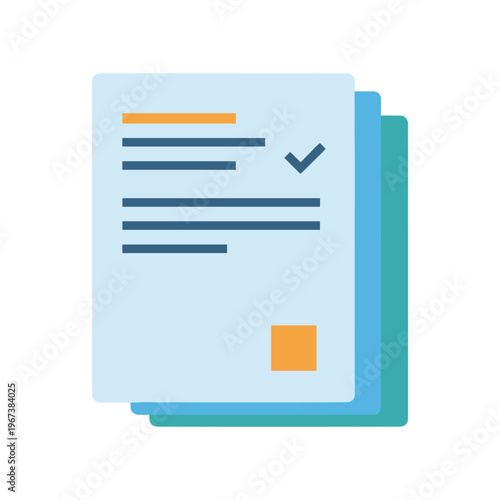 Checklist approval task completion flat design vector illustration with clipboard and pen
