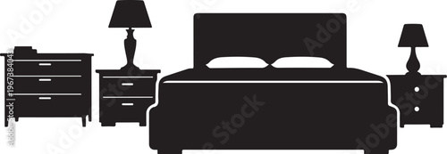 Black silhouette bedroom furniture set nightstand dresser