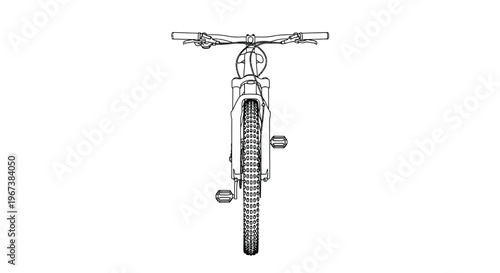 Line drawing of a bicycle viewed from directly above