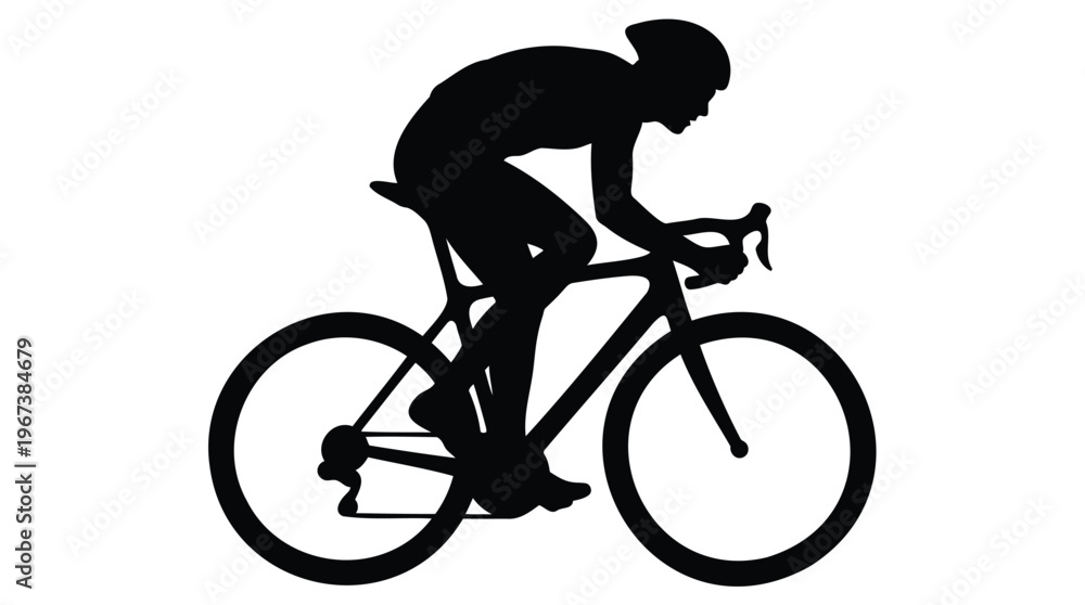 Obraz premium Dynamic silhouette illustration of a cyclist on a racing bicycle, capturing the essence of speed and athletic pursuit in competitive sport
