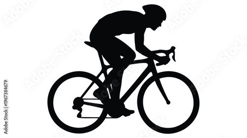 Dynamic silhouette illustration of a cyclist on a racing bicycle, capturing the essence of speed and athletic pursuit in competitive sport