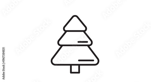 Minimalist line drawing of stylized pine tree represents Christmas holidays winter season nature conservation and outdoor environment themes.