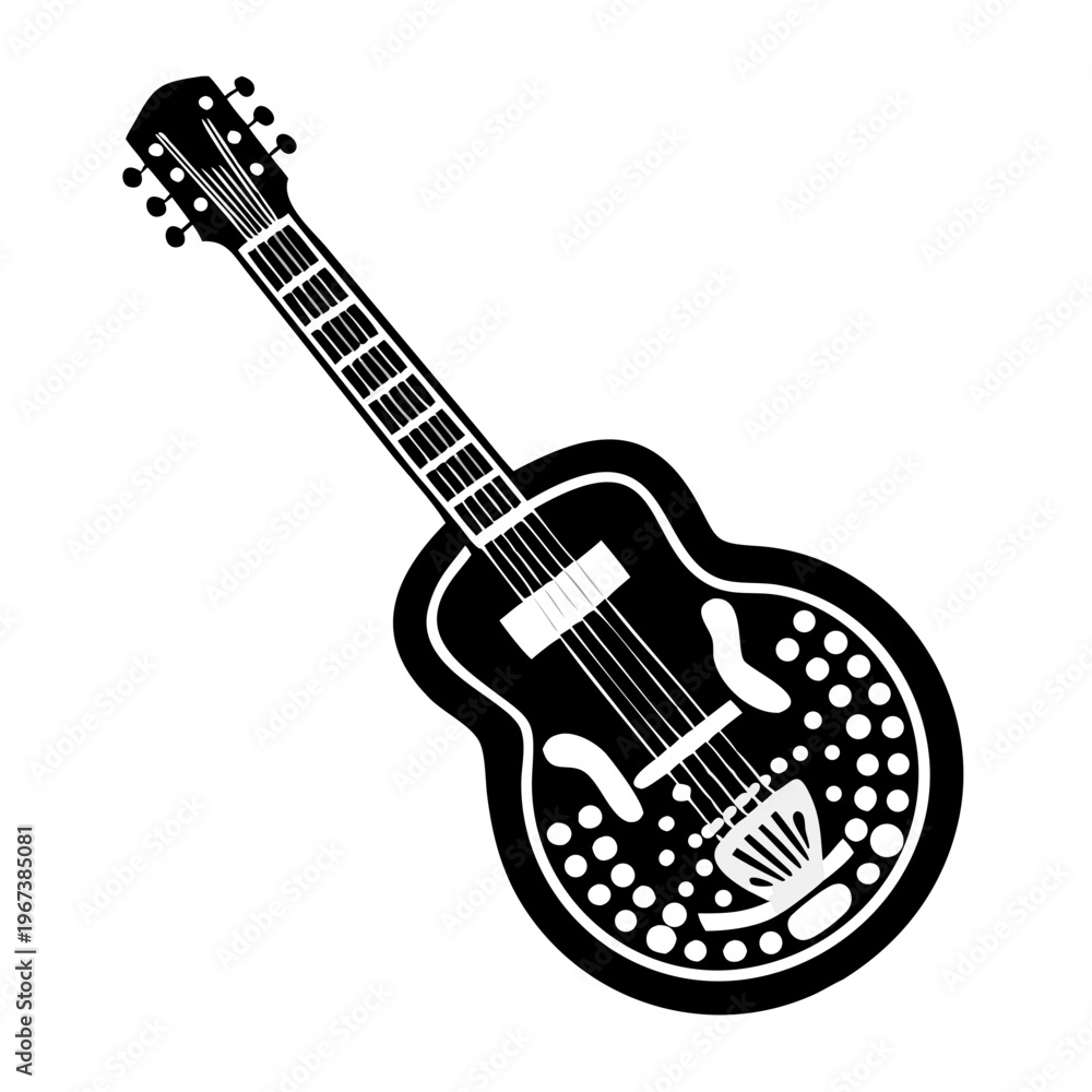 Fototapeta premium resonator guitar musical instrument icon silhouette illustration for blues folk and acoustic music design