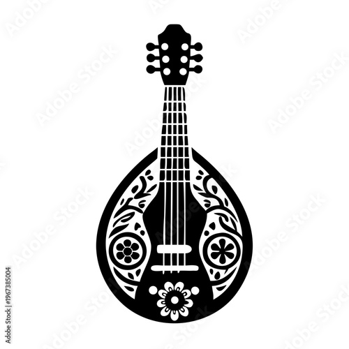 mandolin musical instrument icon silhouette illustration for folk music acoustic and traditional design