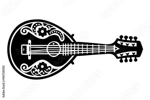 mandolin musical instrument silhouette illustration for folk music acoustic and traditional design