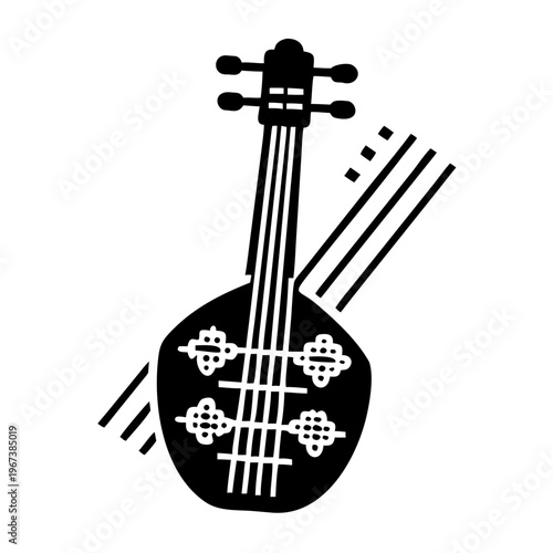 shamisen musical instrument icon silhouette illustration for japanese traditional music and acoustic design