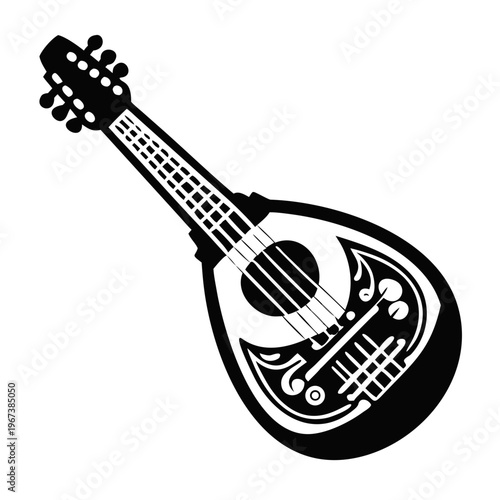 bouzouki musical instrument icon silhouette illustration for greek folk music traditional and acoustic design