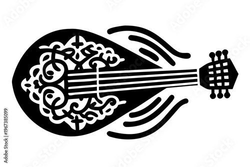 oud musical instrument silhouette illustration for middle eastern music traditional and acoustic design