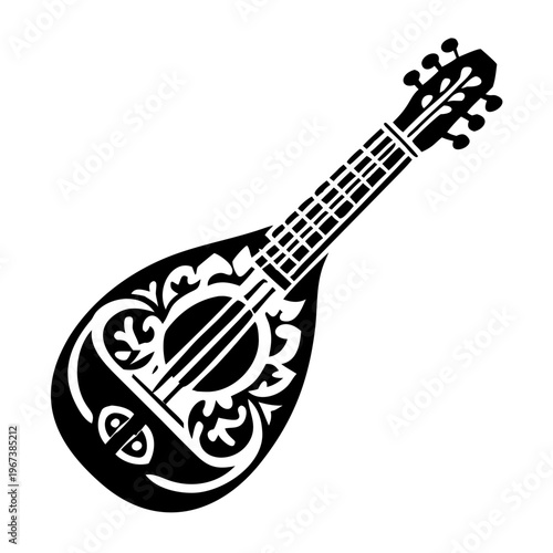 bouzouki musical instrument icon silhouette illustration for greek folk music traditional and acoustic design