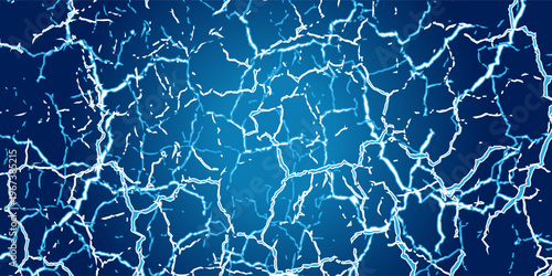 Abstract Blue Cracked Ice or Lightning Pattern Background - Dynamic texture representing power, damage, frozen effects, or futuristic energy