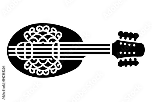 oud musical instrument silhouette illustration for middle eastern music traditional and acoustic design