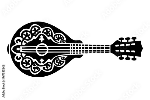 mandola musical instrument silhouette illustration for folk music acoustic and traditional design