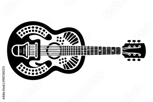 resonator guitar musical instrument silhouette illustration for blues folk and acoustic music design