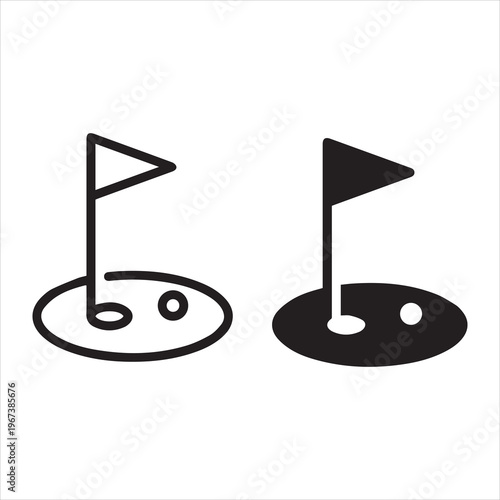 Golf line icon set. Golf yard outline vector icon Symbol on white background