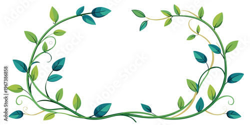 Green vine and leaf border frame illustration, vector