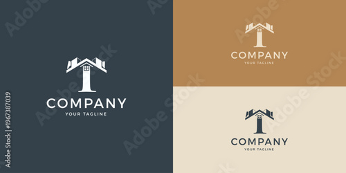 Elegant real estate logo vector modern house initial 'T' branding designs.