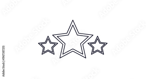 Simple black line icon showing three stars in a row often used to represent ratings quality or achievement.