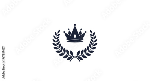Heraldic symbol featuring a dark crown encircled by a laurel wreath representing royalty victory and leadership.