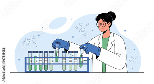 Scientist in Lab Coat Working with Test Tubes in a Laboratory, Science Research