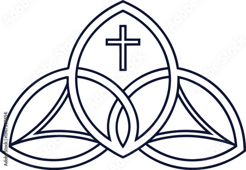 Minimal religious label with simple sacred symbol celtic knot cross trinity knot