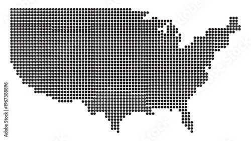  United States Map Made of Square Pixel Dots for Digital Data Visualization Geography Infographic and American Territory Concept Design