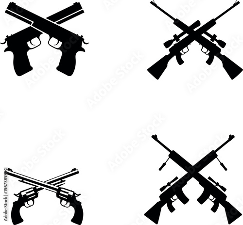 Silhouettes of Various Firearms and Handguns