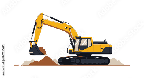 Heavy Excavator Digging Soil at Construction Site