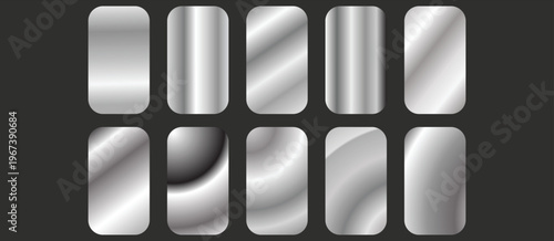 Silver gradient texture vector icon seamless pattern. Steel metal background templates. Vector illustration.