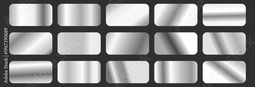 Silver gradient texture vector icon seamless pattern. Steel metal background templates. Vector illustration.