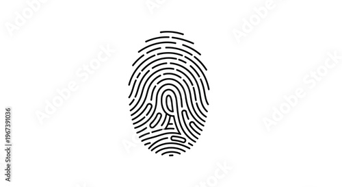 A simple black and white illustration of a human fingerprint pattern