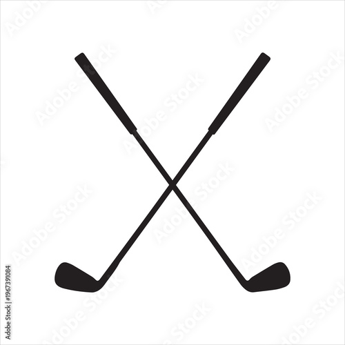 Pair of iron or wedge golf club flat vector icon for sports apps and websites