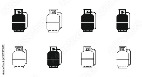 Various depictions of propane tanks in black and white outlines