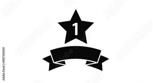 Black star icon with a number one and ribbon banner below it