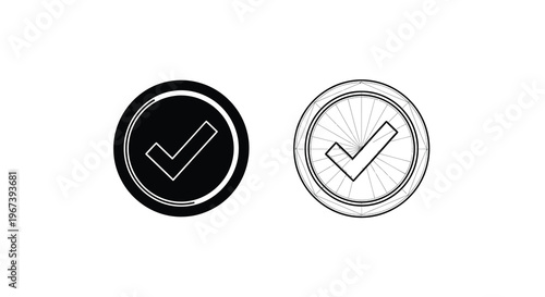 Two checkmark icons a solid black version and a wireframe outline