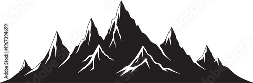 Black and white mountain range silhouette mountains