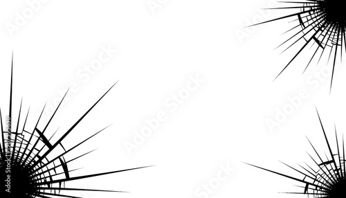 A broken glass vector illustration with cracks and shattered lines