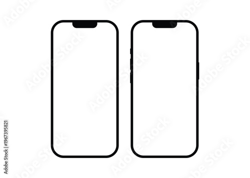 Smartphone vector mockup outline with notch display isolated on white background