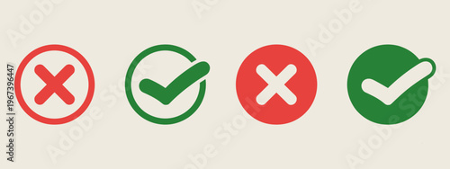Check Cross Icon Set – Approve Cancel Yes No Tick Vector Collection