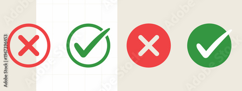 Cross Check Mark Icon Set – Cancel Approve Yes No Vector Collection