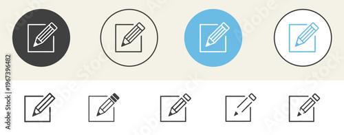 Pencil Edit Icon Set – Write Modify Document UI Vector Collection