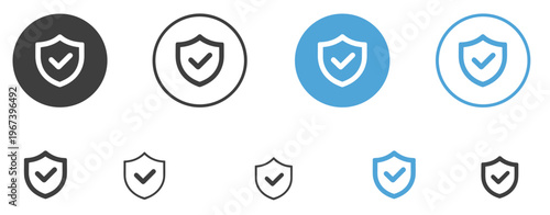 Shield Protection Icon Set – Security Safe Guard Outline Vector Collection