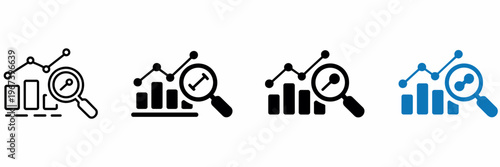 Data Analytics Search Chart Icon Set Vector Business Audit Symbols