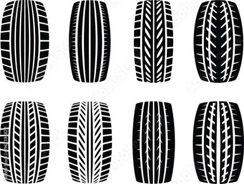 Set of different car tire tread patterns