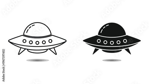 Contrast between a light and dark depiction of a flying saucer or ufo craft