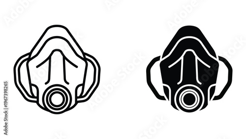 Comparison of two gas mask filter designs shown in contrasting styles